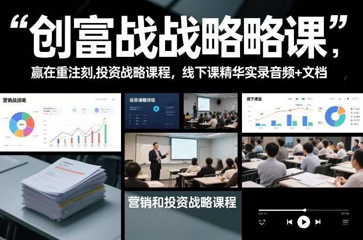 创富战略课，赢在重注时刻，营销和投资战略课程，线下课精华实录音频+文档-小目标云网创