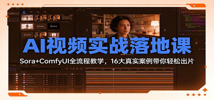 AI视频实战落地课：Sora+ComfyUI全流程教学，16大真实案例带你轻松出片-小目标云网创