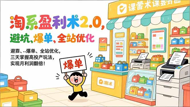 淘系盈利术2.0，避坑、爆单、全站优化，三天掌握高投产玩法，实现月利润翻倍！-小目标云网创