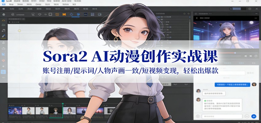 Sora2 AI动漫创作实战课：账号注册/提示词/人物声画一致/短视频变现，轻松出爆款-小目标云网创