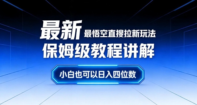 最新最悟空直搜拉新玩法保姆级教程讲解，小白也可以日入四位数-小目标云网创