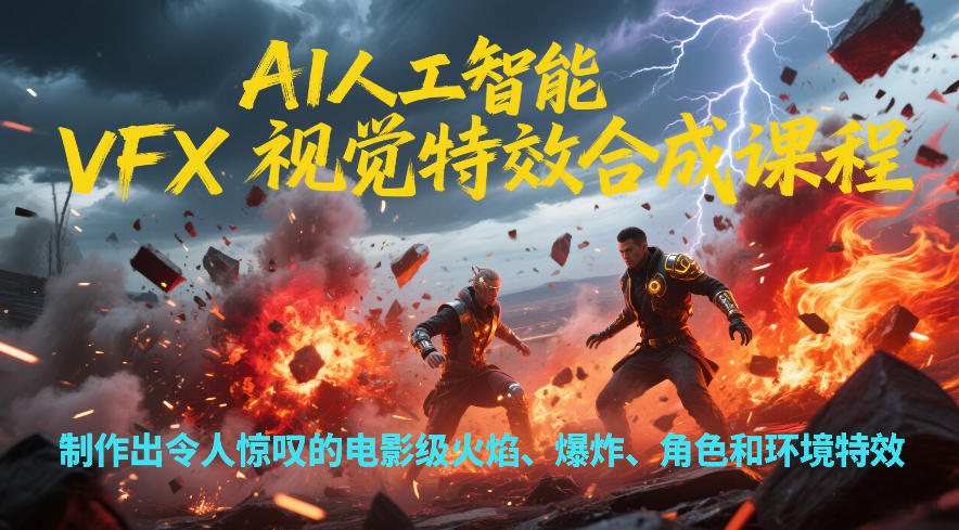 AI人工智能VFX视觉特效合成课程，制作出令人惊叹的电影级火焰、爆炸、角色和环境特效-小目标云网创