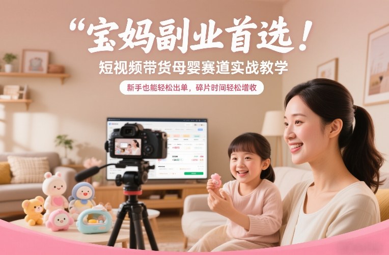 宝妈副业首选！短视频带货母婴赛道实战教学，新手也能轻松出单，碎片时间轻松增收-小目标云网创