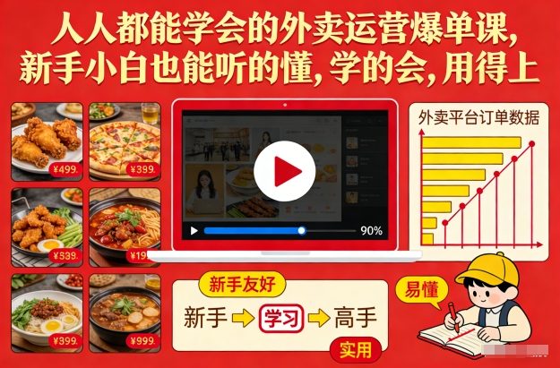 人人都能学会的外卖运营爆单课，新手小白也能听的懂，学的会，用得上-小目标云网创