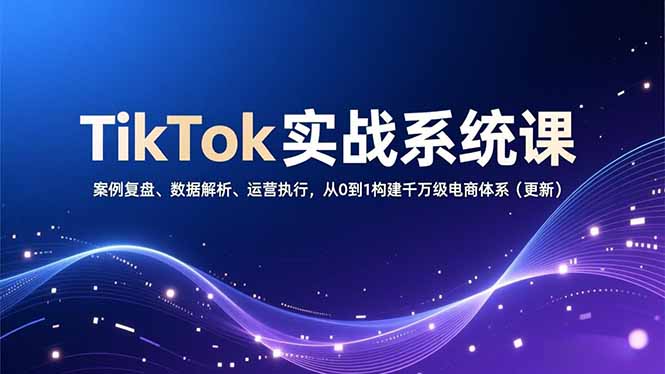 TikTok实战系统课，案例复盘、数据解析、运营执行，从0到1构建千万级电商体系(更新-小目标云网创