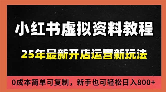 小红书虚拟资料项目：最新搜索流变现玩法，0成本简单可复制，一人多店打法，新手日入800+-小目标云网创