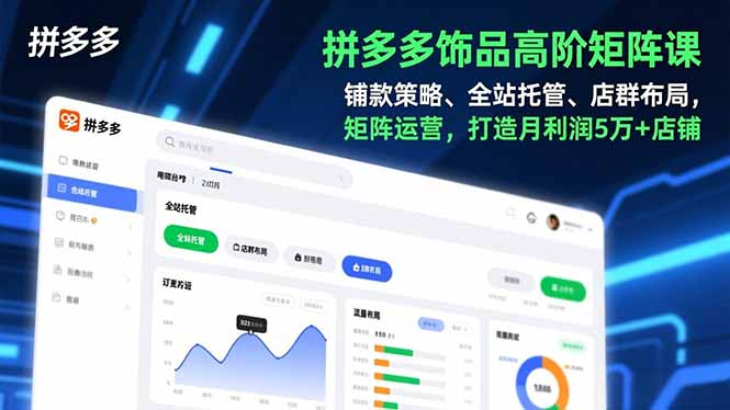 拼多多饰品高阶矩阵课，铺款策略、全站托管、店群布局，矩阵运营，打造月利润5万+店铺-小目标云网创