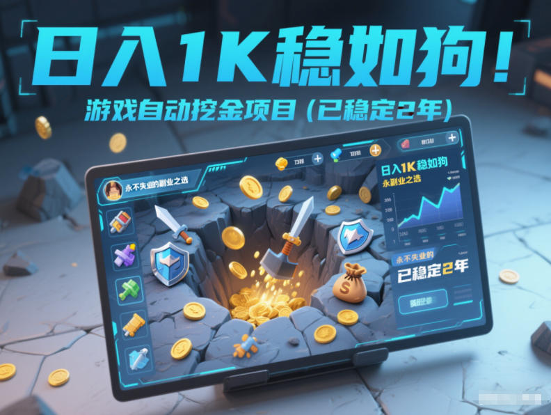 日入1K稳如狗！游戏自动挖金项目(已稳定2年)，永不失业的副业之选【揭秘】-小目标云网创